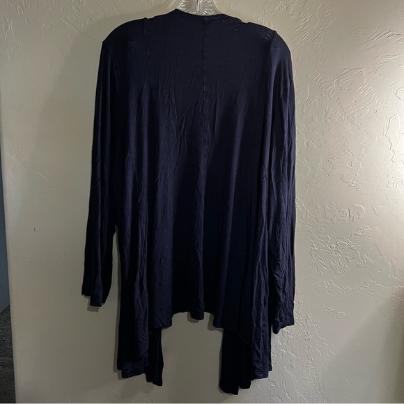 Lane Bryant Navy Blue Soft Fit and Flare Drape Open‎ Front Cardigan - Picture 7 of 7